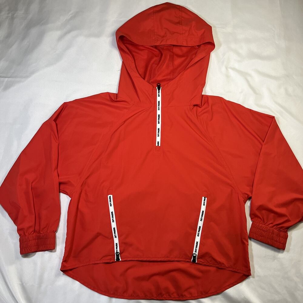 Ivy Park Beyonce Bright Poppy Red Logo Windbreaker Jacket Women’s Size S Rain
